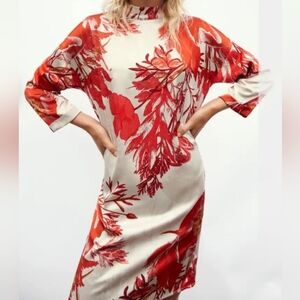 DANISH Maker Floral Satin Dress Karen By Simonsen Mercy Shift Japanese 36/US 6